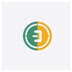 Dash concept 2 colored icon. Isolated orange and green Dash vector symbol design. Can be used for web and mobile UI/UX