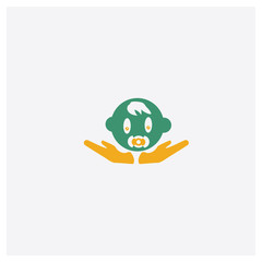 Baby concept 2 colored icon. Isolated orange and green Baby vector symbol design. Can be used for web and mobile UI/UX