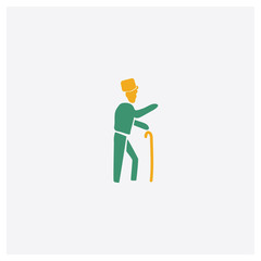 Elderly concept 2 colored icon. Isolated orange and green Elderly vector symbol design. Can be used for web and mobile UI/UX