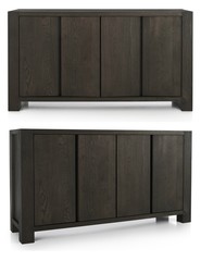 Big wooden chest drawer, brown cabinet, isolated. Dark wood chest drawer isolated on white background.
