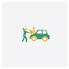 Accident concept 2 colored icon. Isolated orange and green Accident vector symbol design. Can be used for web and mobile UI/UX
