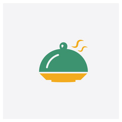 Tray and Cover concept 2 colored icon. Isolated orange and green Tray and Cover vector symbol design. Can be used for web and mobile UI/UX