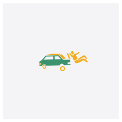 Car Accident concept 2 colored icon. Isolated orange and green Car Accident vector symbol design. Can be used for web and mobile UI/UX