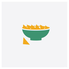 Nachos Plate concept 2 colored icon. Isolated orange and green Nachos Plate vector symbol design. Can be used for web and mobile UI/UX