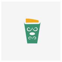 Cardboard cup concept 2 colored icon. Isolated orange and green Cardboard cup vector symbol design. Can be used for web and mobile UI/UX