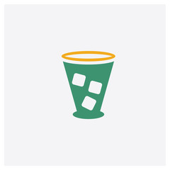 Cocktail Glass with ice cube concept 2 colored icon. Isolated orange and green Cocktail Glass with ice cube vector symbol design. Can be used for web and mobile UI/UX