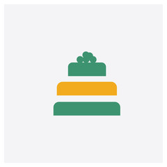 Three Levels Cake concept 2 colored icon. Isolated orange and green Three Levels Cake vector symbol design. Can be used for web and mobile UI/UX