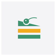 Piece of Cheese concept 2 colored icon. Isolated orange and green Piece of Cheese vector symbol design. Can be used for web and mobile UI/UX