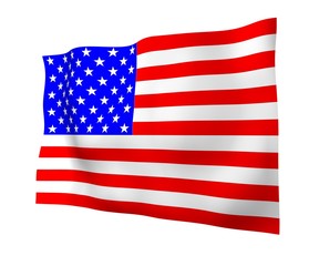 Waving flag of the United States of America. Stars and Stripes. State symbol of the USA. 3D illustration