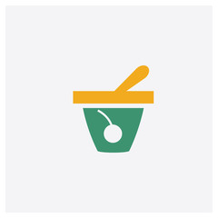 Yogurt with Spoon concept 2 colored icon. Isolated orange and green Yogurt with Spoon vector symbol design. Can be used for web and mobile UI/UX