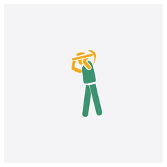 Man Digging concept 2 colored icon. Isolated orange and green Man Digging vector symbol design. Can be used for web and mobile UI/UX