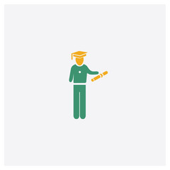 Stick Man Graduated concept 2 colored icon. Isolated orange and green Stick Man Graduated vector symbol design. Can be used for web and mobile UI/UX
