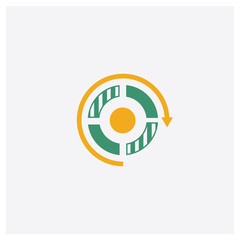 Pie chart concept 2 colored icon. Isolated orange and green Pie chart vector symbol design. Can be used for web and mobile UI/UX