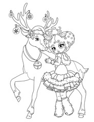Coloring page The Reindeer and the Princess