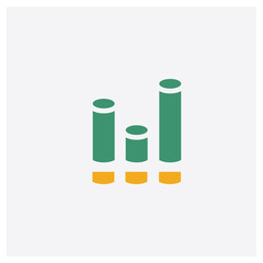 Bar chart concept 2 colored icon. Isolated orange and green Bar chart vector symbol design. Can be used for web and mobile UI/UX