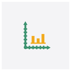 Bar chart concept 2 colored icon. Isolated orange and green Bar chart vector symbol design. Can be used for web and mobile UI/UX