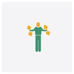 Man Fitness concept 2 colored icon. Isolated orange and green Man Fitness vector symbol design. Can be used for web and mobile UI/UX