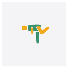 Man Warming Up concept 2 colored icon. Isolated orange and green Man Warming Up vector symbol design. Can be used for web and mobile UI/UX