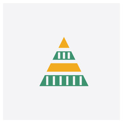 Pyramid chart concept 2 colored icon. Isolated orange and green Pyramid chart vector symbol design. Can be used for web and mobile UI/UX