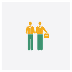 Two Men Meeting concept 2 colored icon. Isolated orange and green Two Men Meeting vector symbol design. Can be used for web and mobile UI/UX