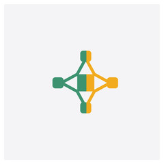 Fototapeta na wymiar Interconnected concept 2 colored icon. Isolated orange and green Interconnected vector symbol design. Can be used for web and mobile UI/UX