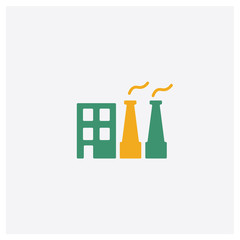 Factory concept 2 colored icon. Isolated orange and green Factory vector symbol design. Can be used for web and mobile UI/UX