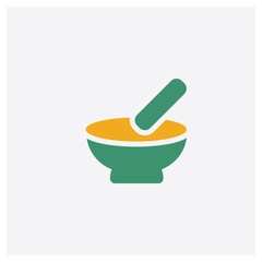 Mortar Bowl concept 2 colored icon. Isolated orange and green Mortar Bowl vector symbol design. Can be used for web and mobile UI/UX