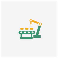 Industrial robot concept 2 colored icon. Isolated orange and green Industrial robot vector symbol design. Can be used for web and mobile UI/UX