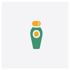 Shampoo Bottle concept 2 colored icon. Isolated orange and green Shampoo Bottle vector symbol design. Can be used for web and mobile UI/UX