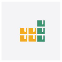 Stock concept 2 colored icon. Isolated orange and green Stock vector symbol design. Can be used for web and mobile UI/UX