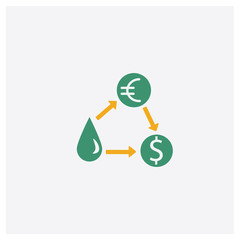 Currency concept 2 colored icon. Isolated orange and green Currency vector symbol design. Can be used for web and mobile UI/UX