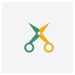 Manicure Scissors concept 2 colored icon. Isolated orange and green Manicure Scissors vector symbol design. Can be used for web and mobile UI/UX