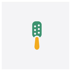 Inclined Hairbrush concept 2 colored icon. Isolated orange and green Inclined Hairbrush vector symbol design. Can be used for web and mobile UI/UX