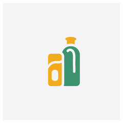 Shampoo Bottle concept 2 colored icon. Isolated orange and green Shampoo Bottle vector symbol design. Can be used for web and mobile UI/UX