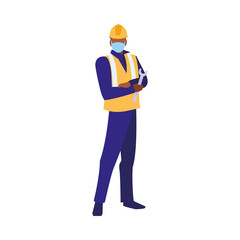 industrial worker man working with face mask