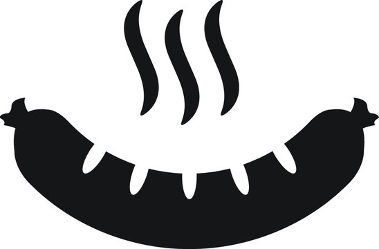 black sausage with steam, food icon clip art preview