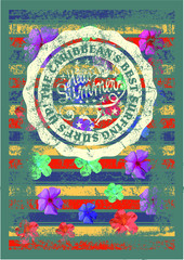 Endless summer flower surfer graphic design vector art