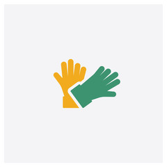 Obraz premium Gloves concept 2 colored icon. Isolated orange and green Gloves vector symbol design. Can be used for web and mobile UI/UX