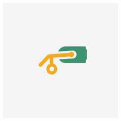 Virtual reality concept 2 colored icon. Isolated orange and green Virtual reality vector symbol design. Can be used for web and mobile UI/UX