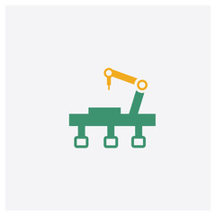 Robotic arm concept 2 colored icon. Isolated orange and green Robotic arm vector symbol design. Can be used for web and mobile UI/UX