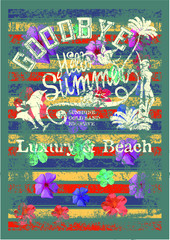 Endless summer flower surfer graphic design vector art