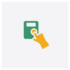 Finger control concept 2 colored icon. Isolated orange and green Finger control vector symbol design. Can be used for web and mobile UI/UX