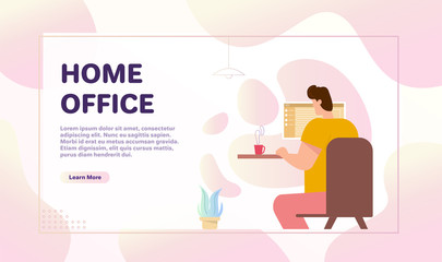 Vector banner illustration of work at home