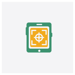 Tablet concept 2 colored icon. Isolated orange and green Tablet vector symbol design. Can be used for web and mobile UI/UX