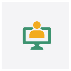 Monitor concept 2 colored icon. Isolated orange and green Monitor vector symbol design. Can be used for web and mobile UI/UX