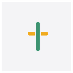 Cross concept 2 colored icon. Isolated orange and green Cross vector symbol design. Can be used for web and mobile UI/UX