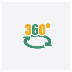 360 degrees concept 2 colored icon. Isolated orange and green 360 degrees vector symbol design. Can be used for web and mobile UI/UX