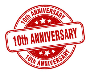 10th anniversary stamp. 10th anniversary round grunge sign. label