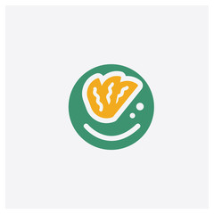 Jiaozi concept 2 colored icon. Isolated orange and green Jiaozi vector symbol design. Can be used for web and mobile UI/UX