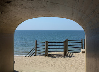 Lake Michigan Beach through Tunnel